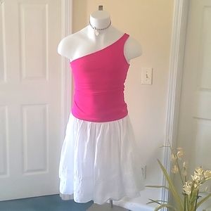 Hot Pink/Fuchsia One Shoulder Tube Top .Size M